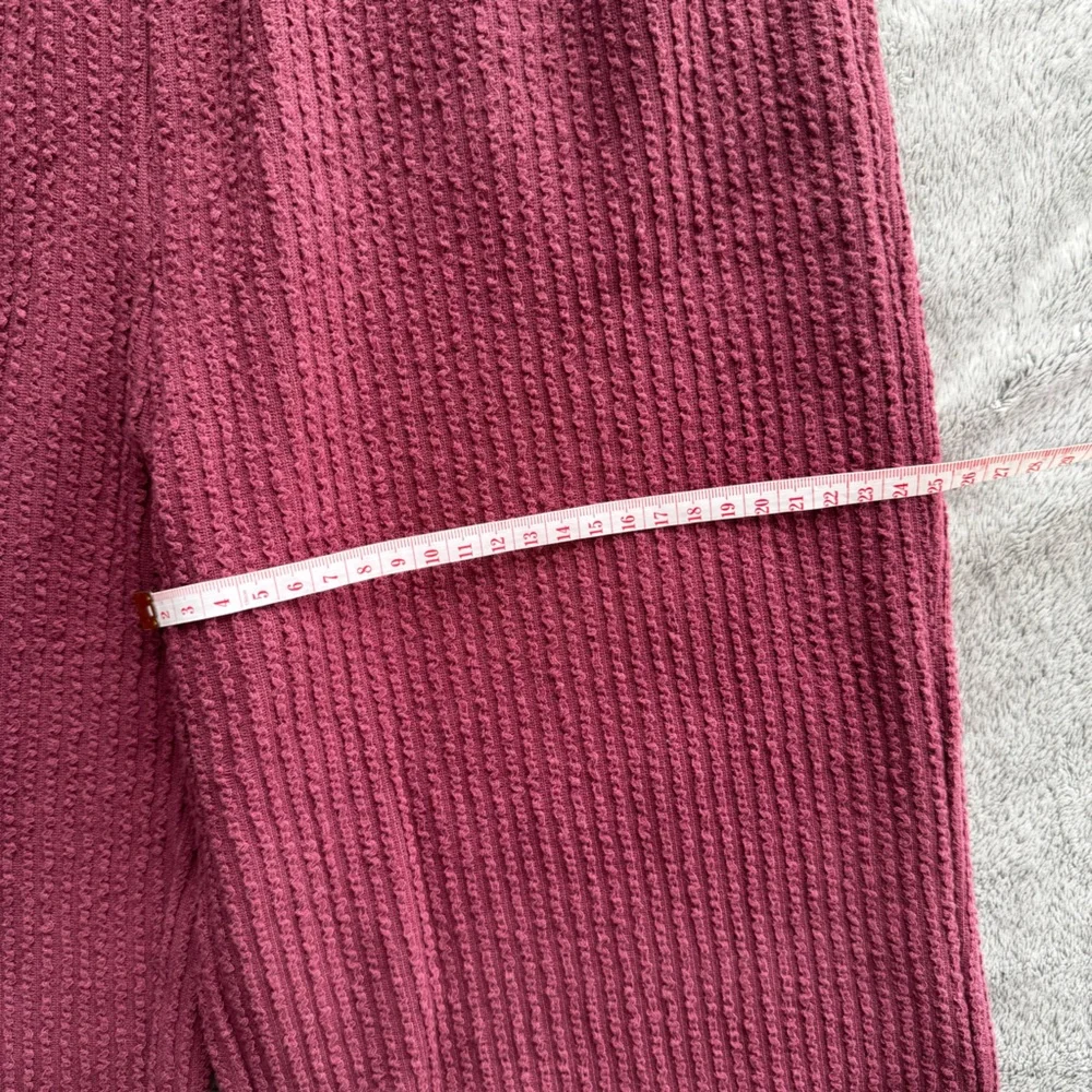 GIRL CRUSH GANG Wide Leg Waffle Pants - Dusty Rose/Muted Pink/Plum - Size S - Picture 7 of 9